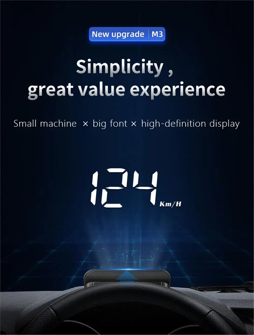 OBD2 HUD Display — Heads-Up Speed, RPM, MPG Projector