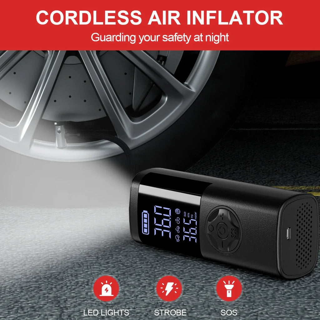 Cordless Digital Tire Inflator - Auto-Stop, 7-in-1 LED Display