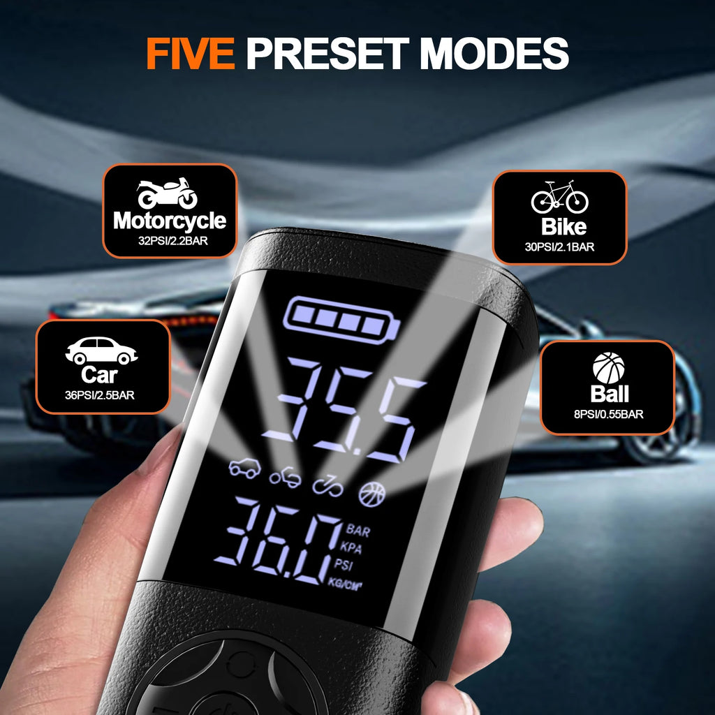 Cordless Digital Tire Inflator — Auto-Stop, Built-in Light