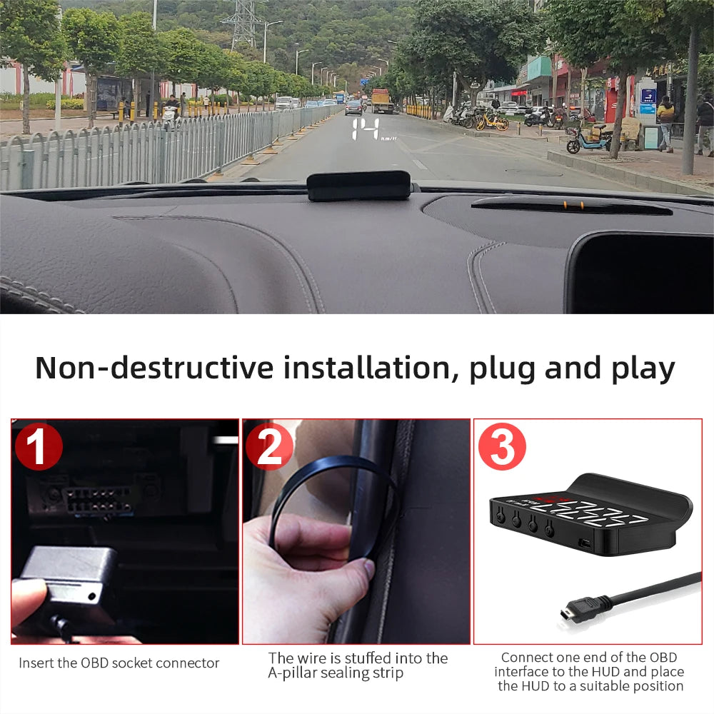 OBD2 HUD Display — Heads-Up Speed, RPM, MPG Projector
