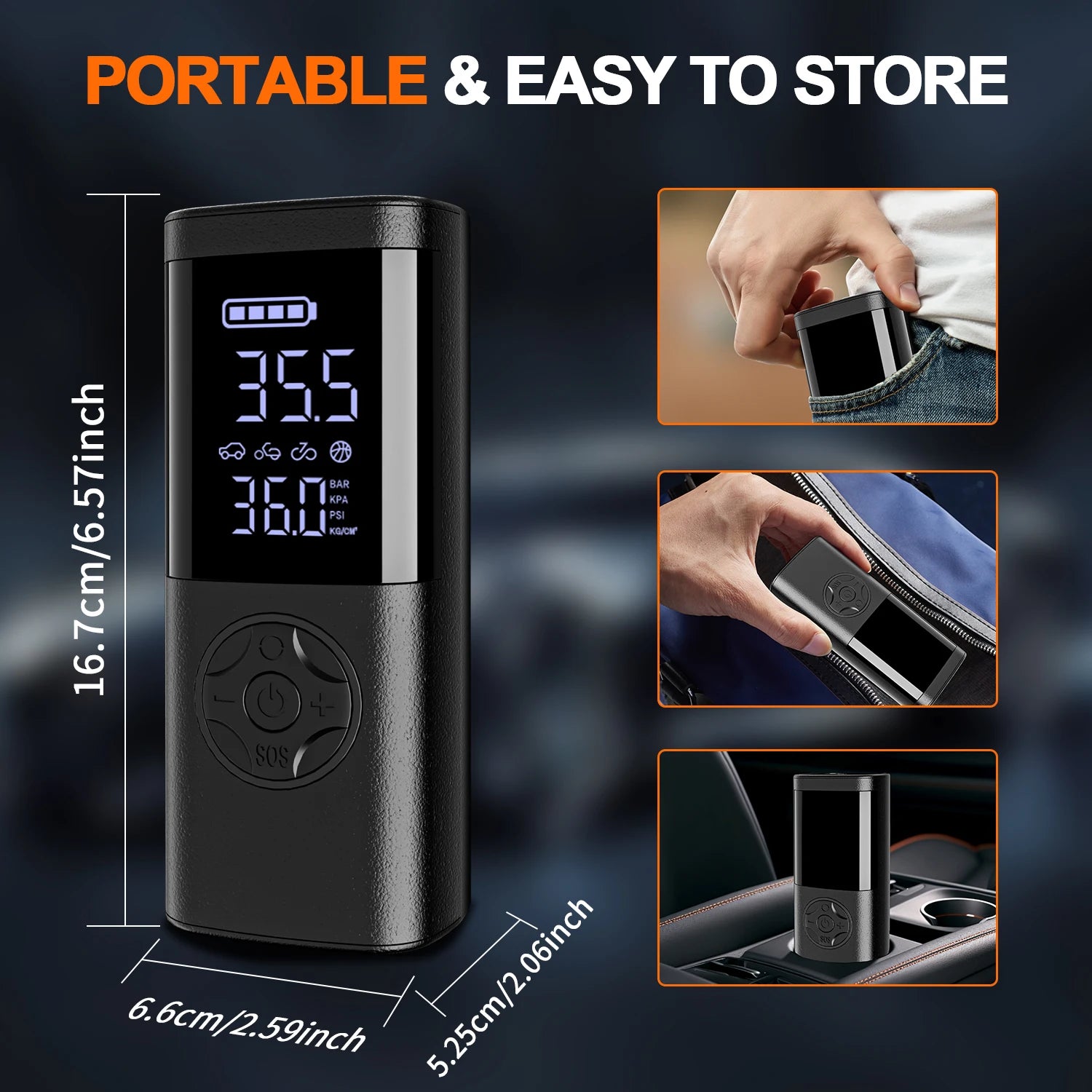 Cordless Digital Tire Inflator — Auto-Stop, Built-in Light