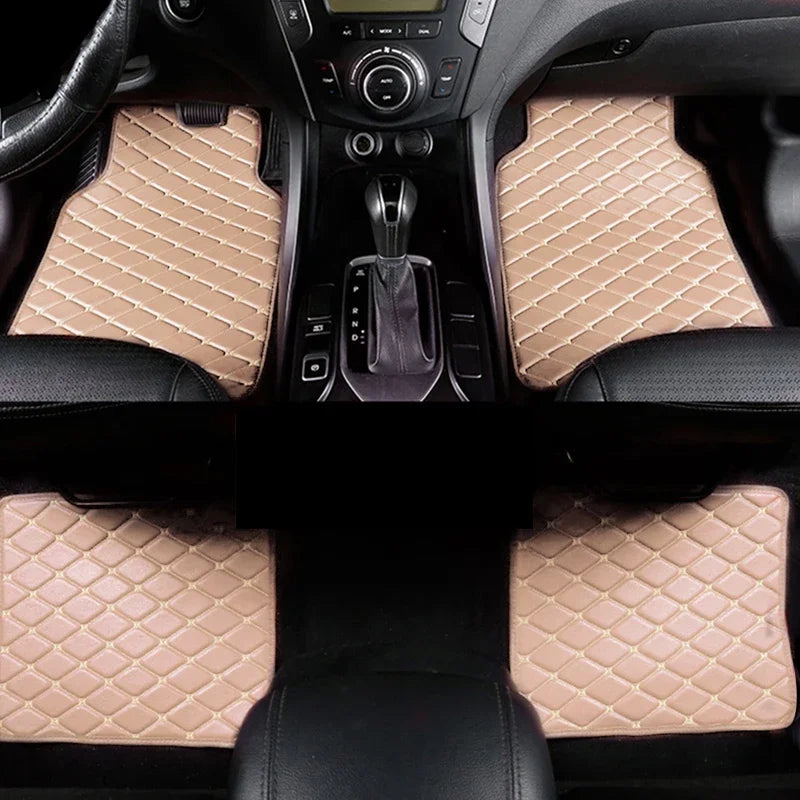 Universal PU Leather Car Floor Mats — Waterproof, 4-Piece Set