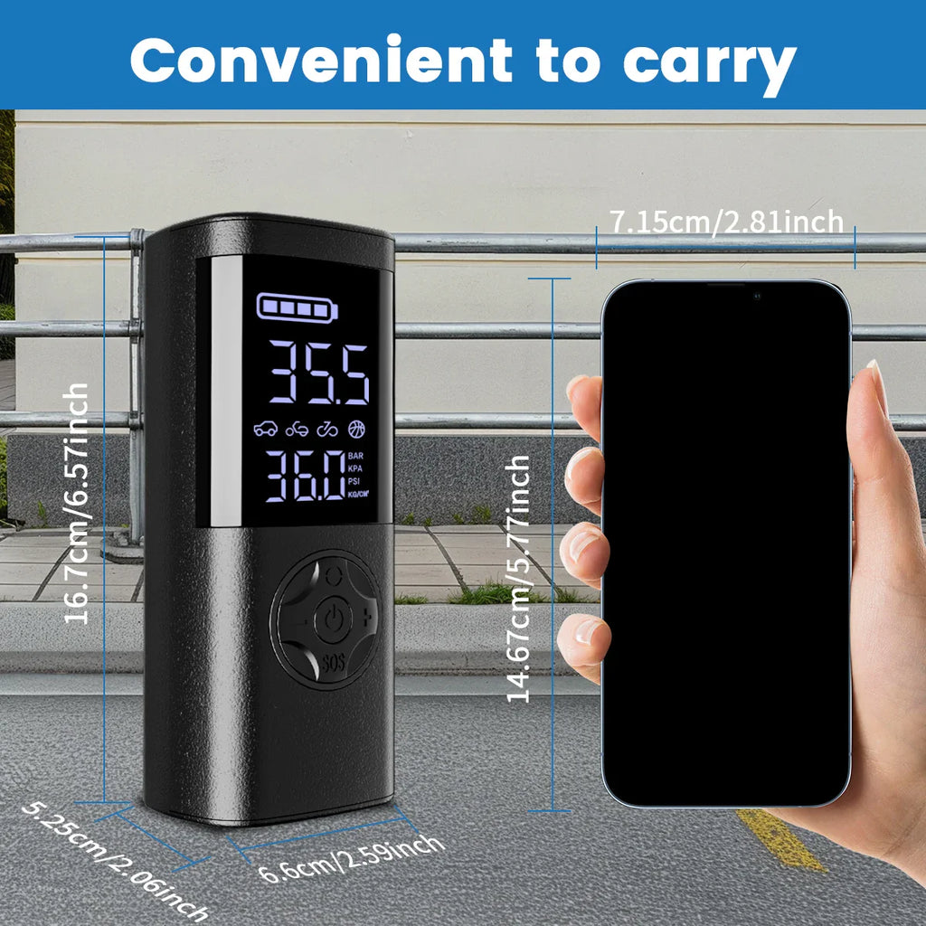 Cordless Digital Tire Inflator - Auto-Stop, 7-in-1 LED Display