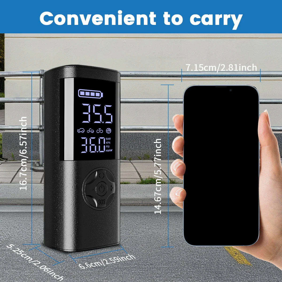 Cordless Digital Tire Inflator - Auto-Stop, 7-in-1 LED Display