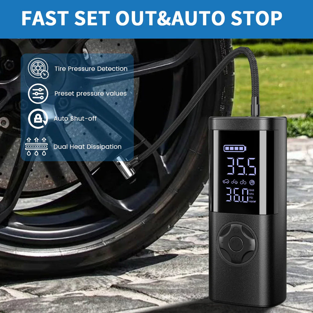 Cordless Digital Tire Inflator - Auto-Stop, 7-in-1 LED Display