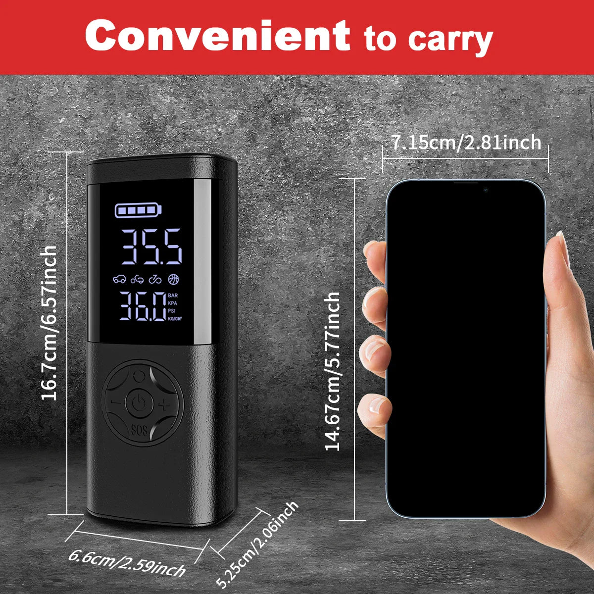 Cordless Digital Tire Inflator - Auto-Stop, 7-in-1 LED Display