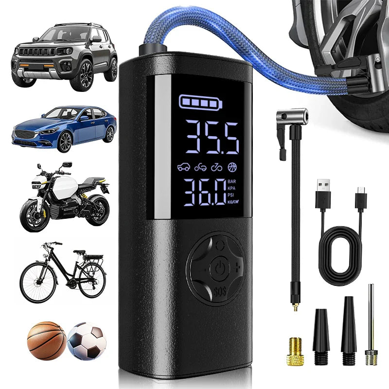 Cordless Digital Tire Inflator - Auto-Stop, 7-in-1 LED Display