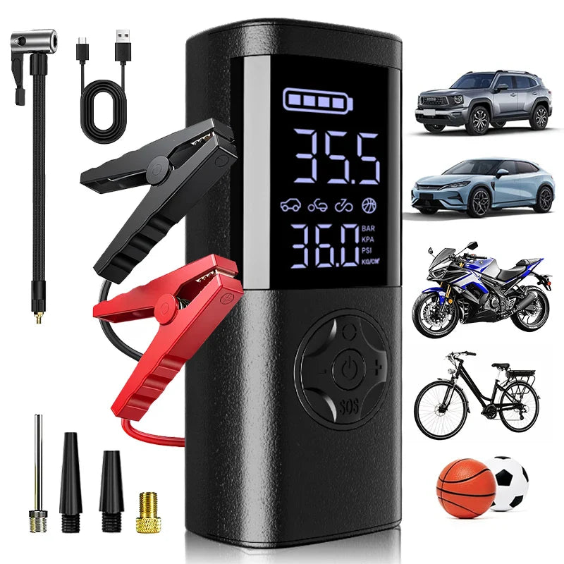 Cordless Digital Tire Inflator - Auto-Stop, 7-in-1 LED Display
