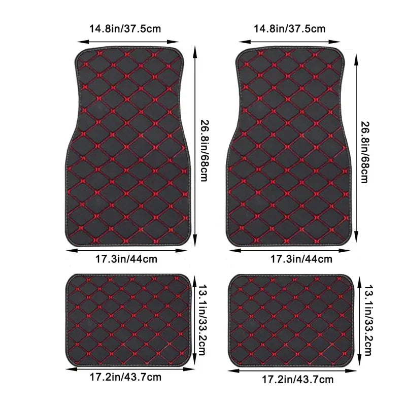 Universal PU Leather Car Floor Mats — Waterproof, 4-Piece Set