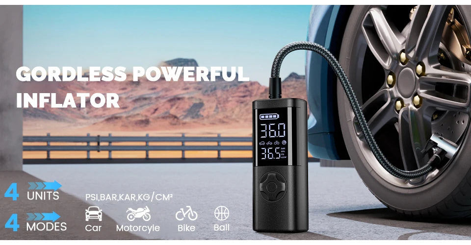 Cordless Digital Tire Inflator — Auto-Stop, Built-in Light