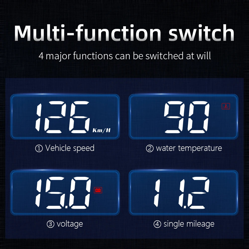 OBD2 HUD Display — Heads-Up Speed, RPM, MPG Projector