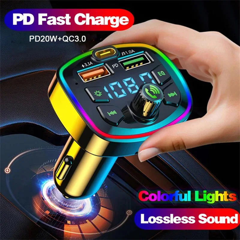 Bluetooth 5.0 FM Transmitter & Fast Charging Car Adapter