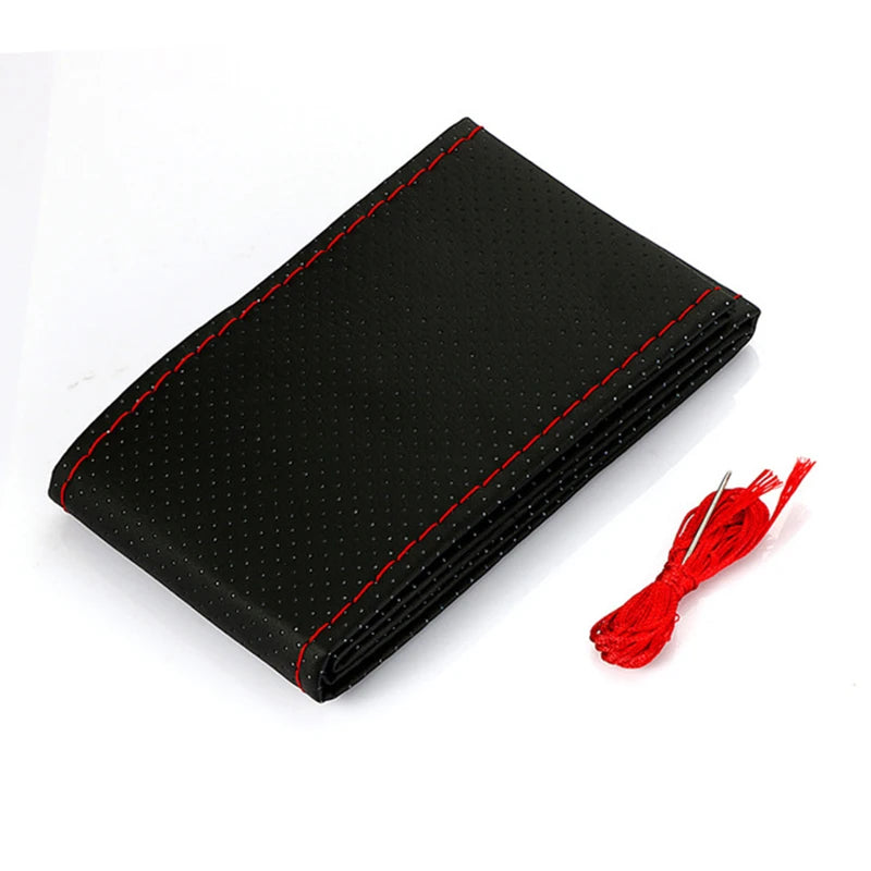 Premium Hand-Stitched Leather Steering Wheel Cover Kit