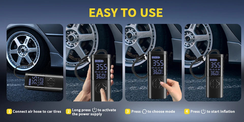 Cordless Digital Tire Inflator — Auto-Stop, Built-in Light