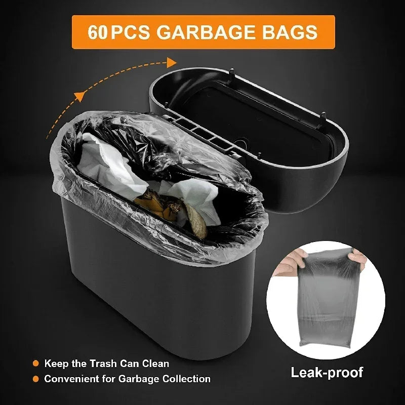 Car Trash Can with Lid (60 Bags Included)