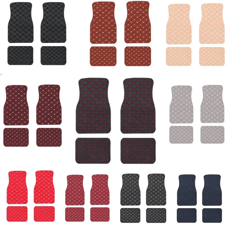 Universal PU Leather Car Floor Mats — Waterproof, 4-Piece Set