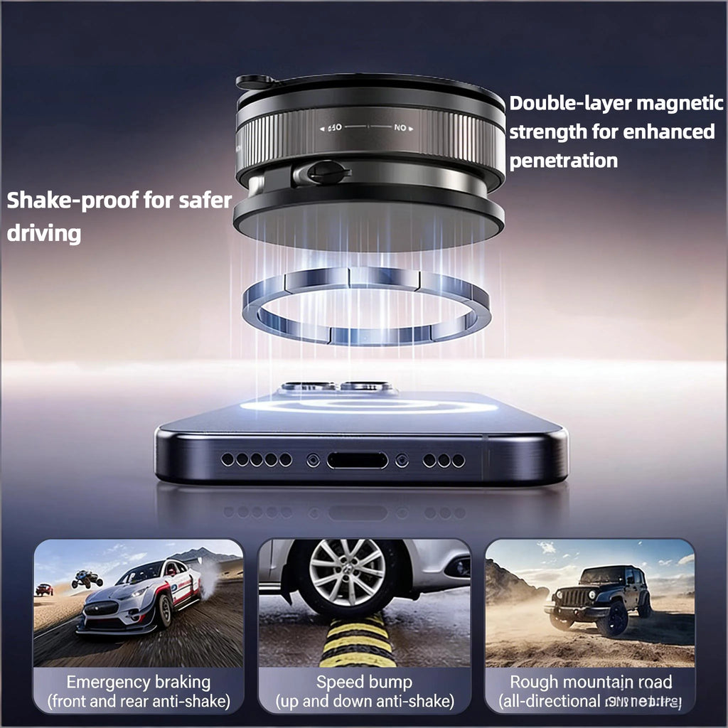 Magnetic Phone Car Mount — Vent + Suction Cup, 360° Rotating