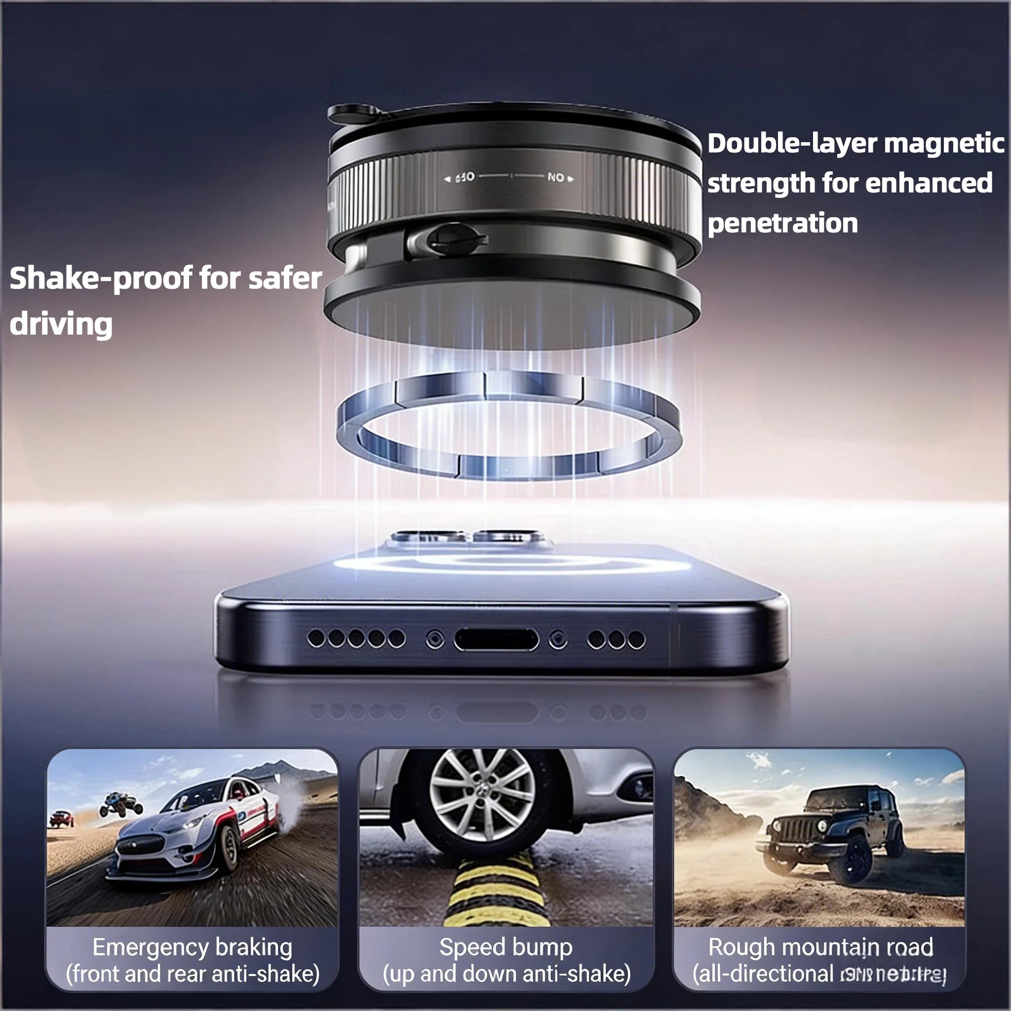 Magnetic Phone Car Mount — Vent + Suction Cup, 360° Rotating