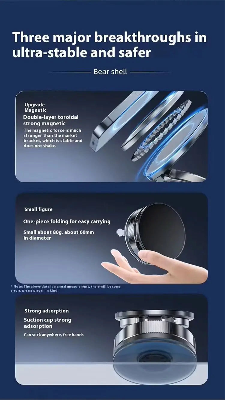 Magnetic Phone Car Mount — Vent + Suction Cup, 360° Rotating