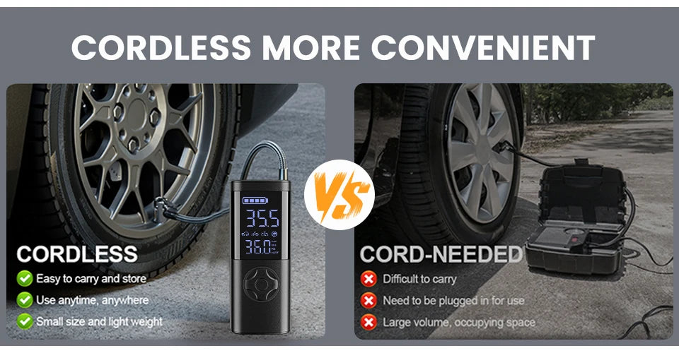 Cordless Digital Tire Inflator — Auto-Stop, Built-in Light