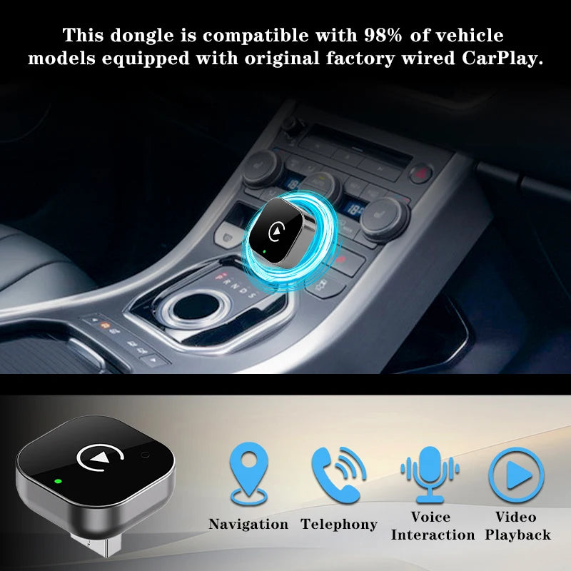 2-in-1 Wireless CarPlay Adapter for iPhone — Plug & Play