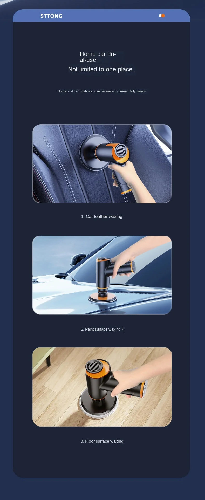 Cordless Car Polisher & Buffer — Rechargeable, Two Speeds